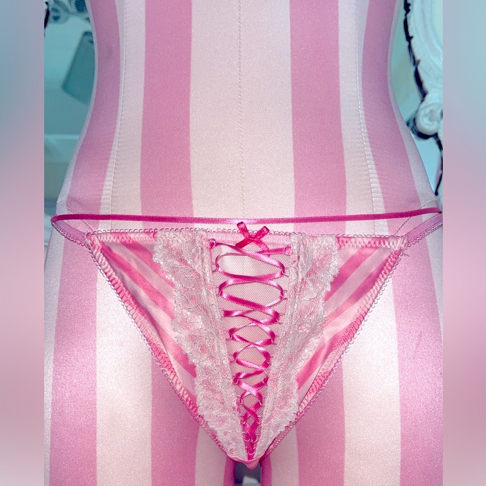 2015 Classic Candy Stripe Lace Up Corset Panties Angel